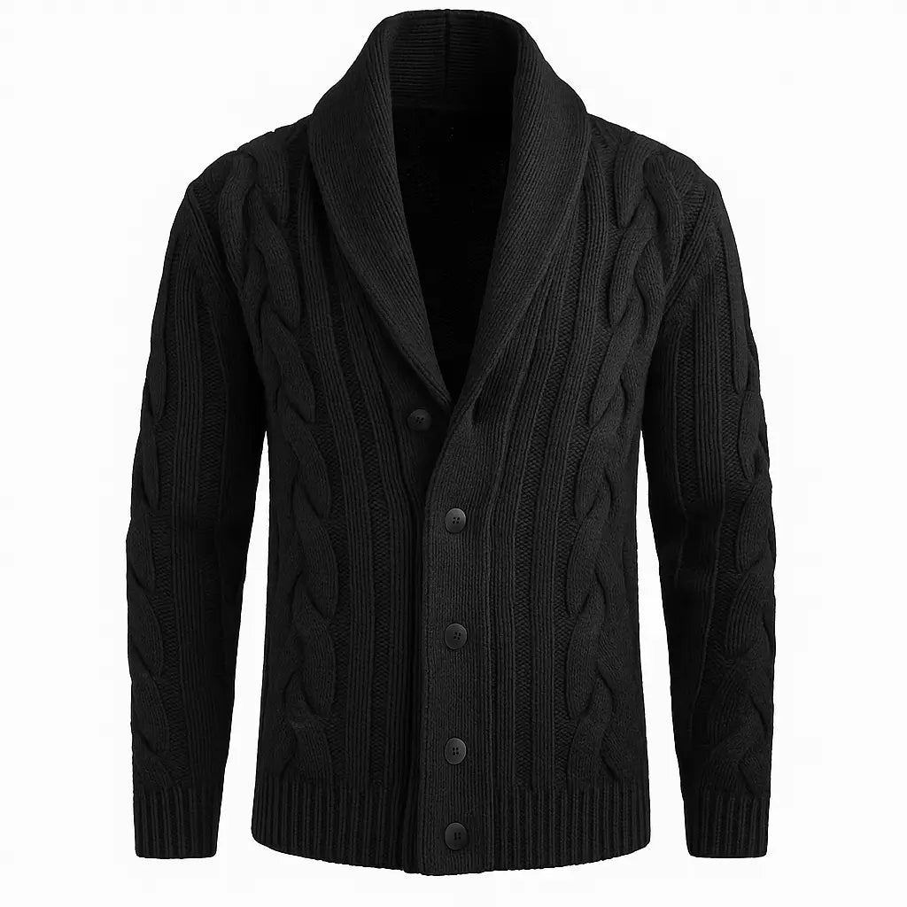 Cardigan Masculino Lapel Em Lã