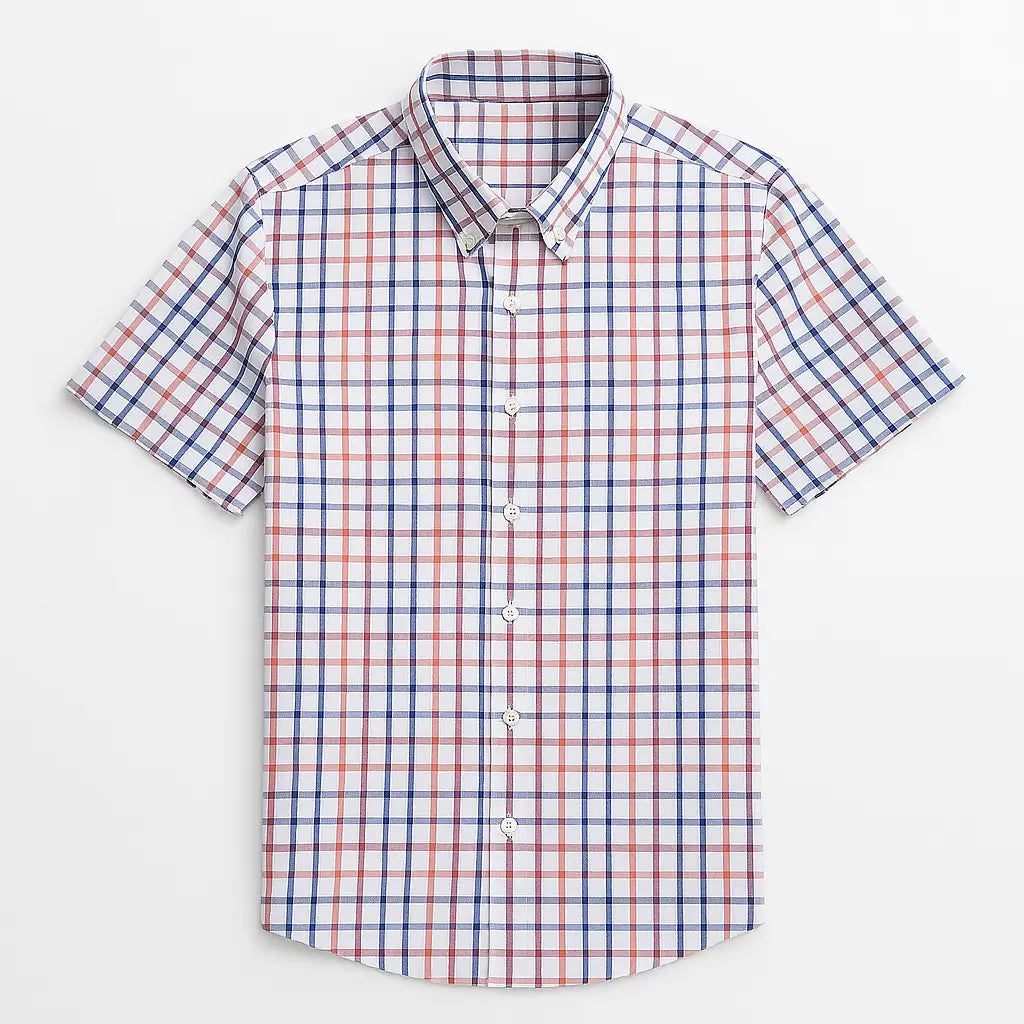 camisa social masculina slim fit xadrez , manga curta em algodão oxford