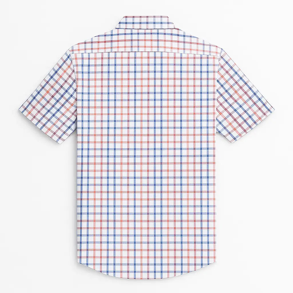 camisa social masculina slim fit xadrez , manga curta em algodão oxford