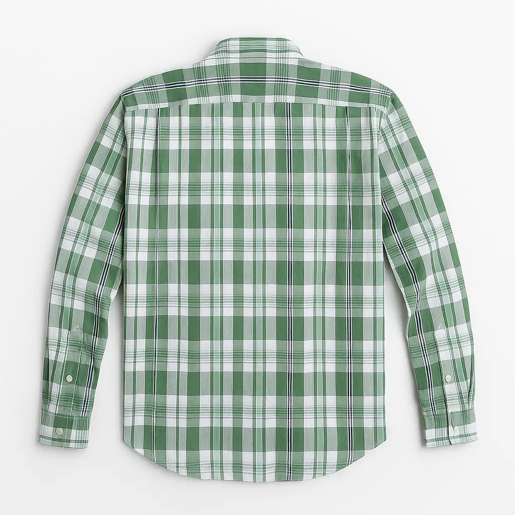 Camisa masculina xadrez , manga longa, algodão e linho, bolso frontal, estilo casual elegante.