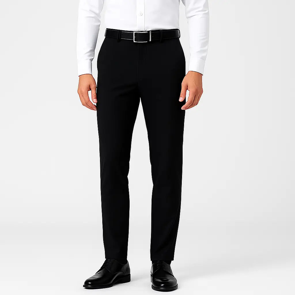 Calça Masculina Social MODAL PLUS: leve e respirável, não transparente, com caimento sofisticado. Frescor e conforto em dias quentes.leve e respirável, demonstrando tecido não transparente e caimento sofisticado para o verão.