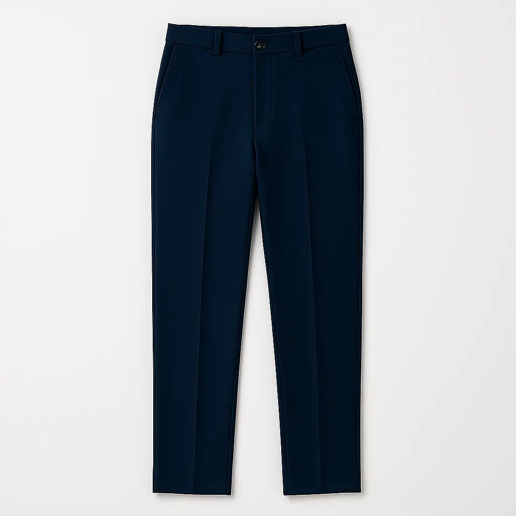 Calça Masculina Social MODAL PLUS: leve e respirável, não transparente, com caimento sofisticado. Frescor e conforto em dias quentes.leve e respirável, demonstrando tecido não transparente e caimento sofisticado para o verão.