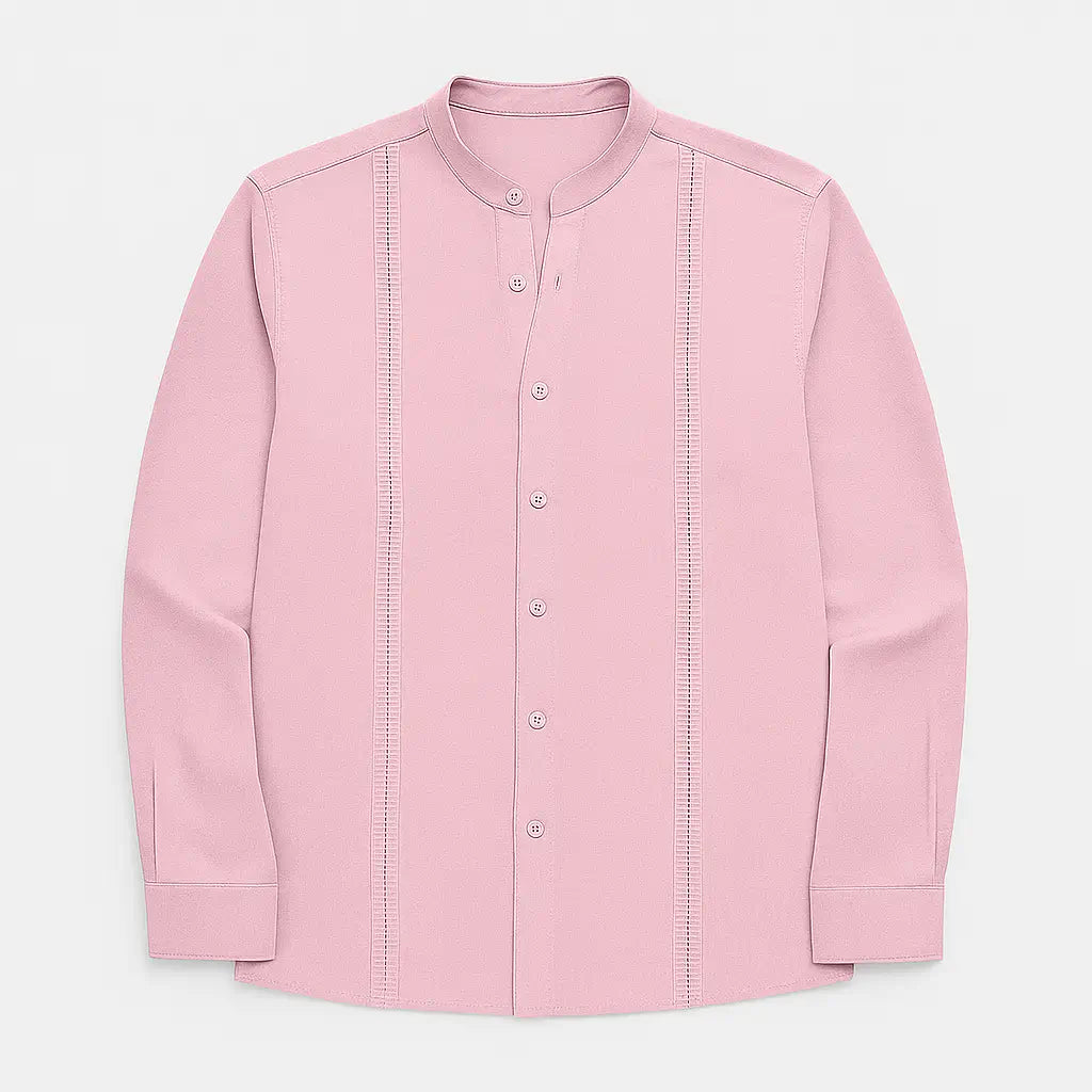 Camisa Masculina Casual Manga Longa e Gola Padre