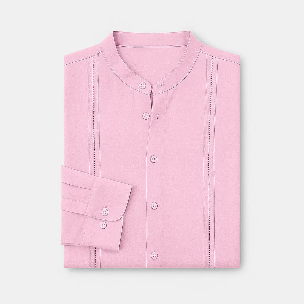 Camisa Masculina Casual Manga Longa e Gola Padre