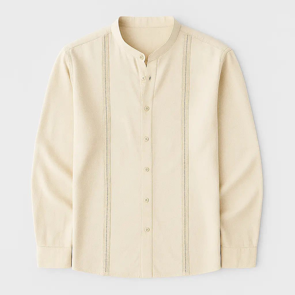 Camisa Masculina Casual Manga Longa e Gola Padre