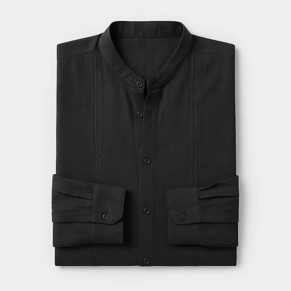 Camisa Masculina Casual Manga Longa e Gola Padre