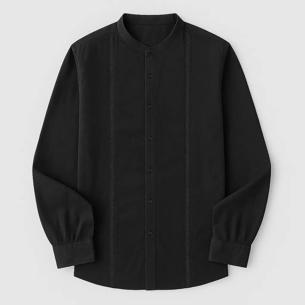 Camisa Masculina Casual Manga Longa e Gola Padre