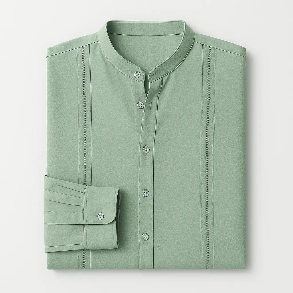 Camisa Masculina Casual Manga Longa e Gola Padre