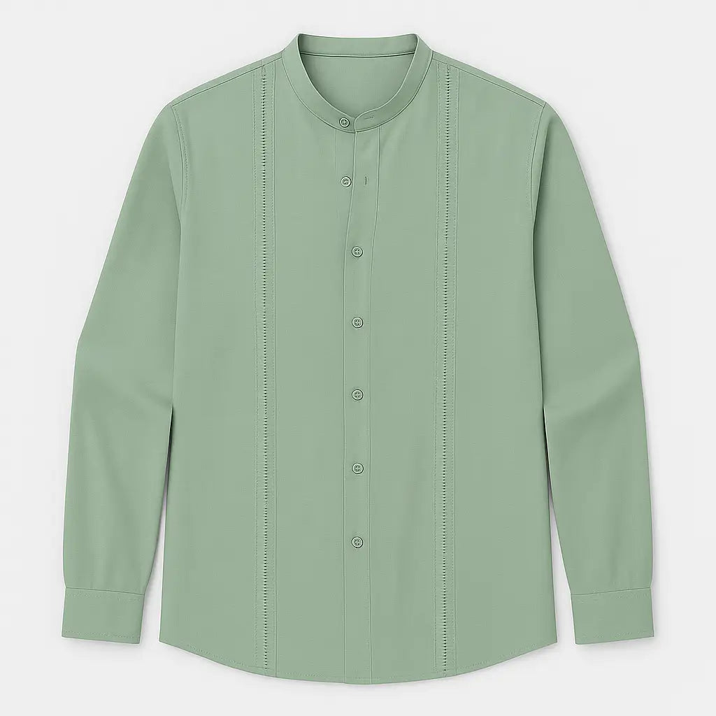Camisa Masculina Casual Manga Longa e Gola Padre
