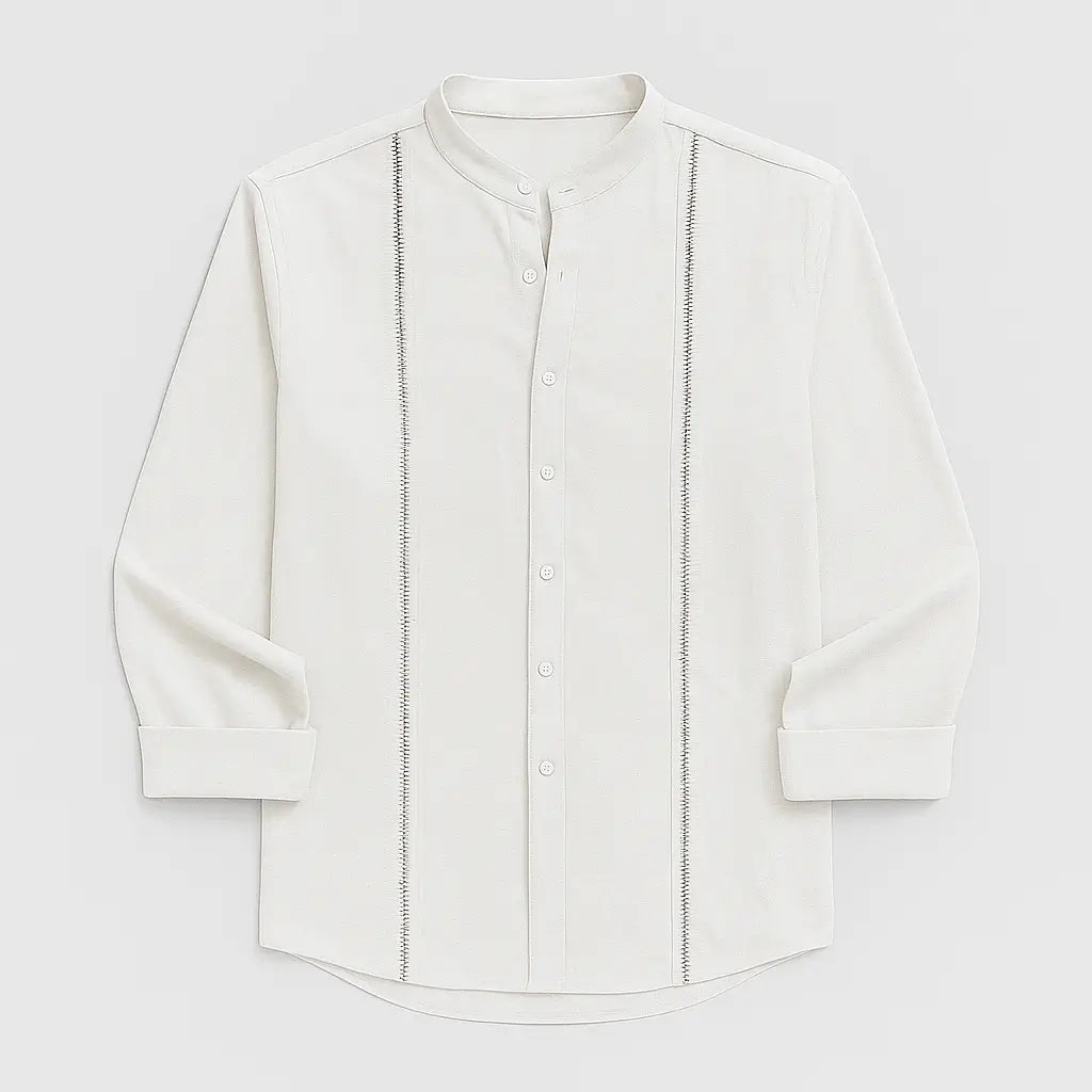 Camisa Masculina Casual Manga Longa e Gola Padre