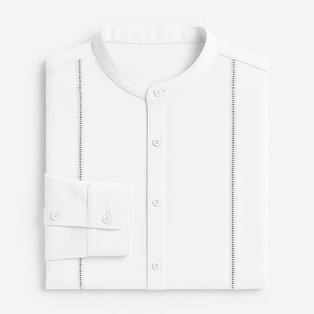 Camisa Masculina Casual Manga Longa e Gola Padre