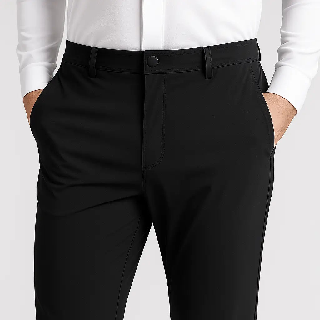 Calça masculina MODAL PLUS Quick Dry em nylon e spandex, leve e respirável, com bolsos com zíper, ideal para verão, lazer e esportes.