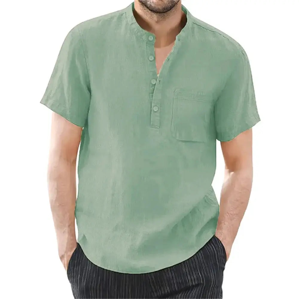 Camisa Linho Masculina Casual 100% Algodão e manga curta