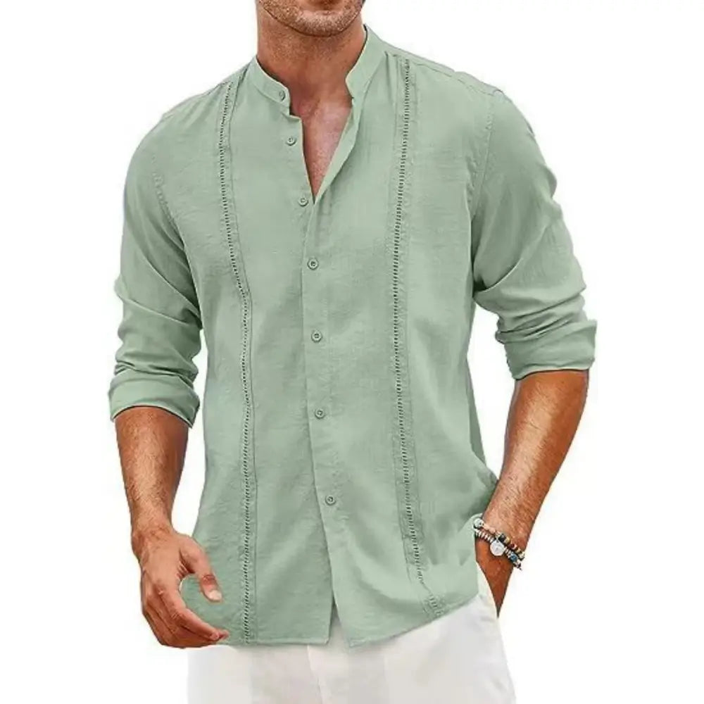 Camisa Masculina Casual Verão de manga longa 100% Algodão