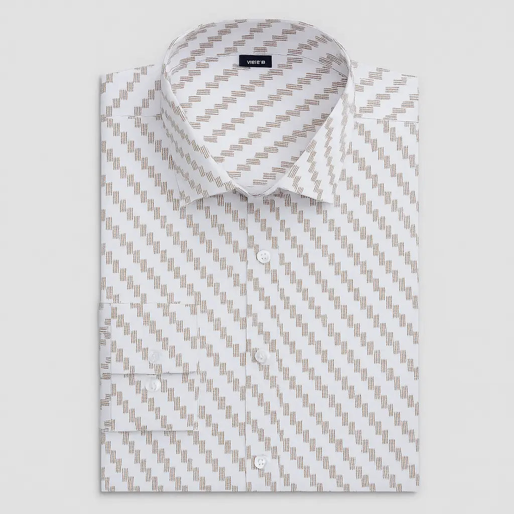 camisa masculina manga longa com fechamentos em botões e estampa geometrica