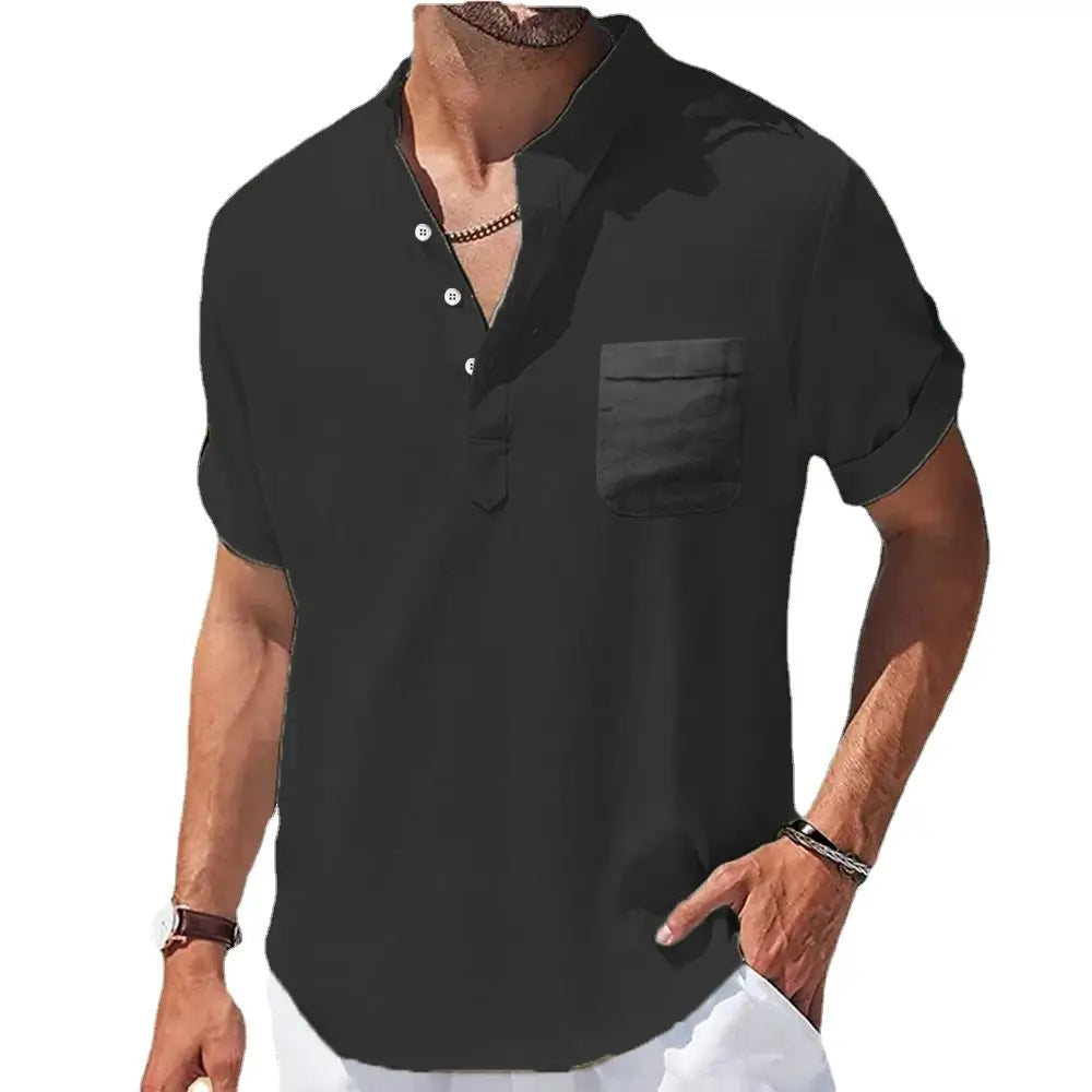 Camisa Masculina Verão Manga Curta feita de linho