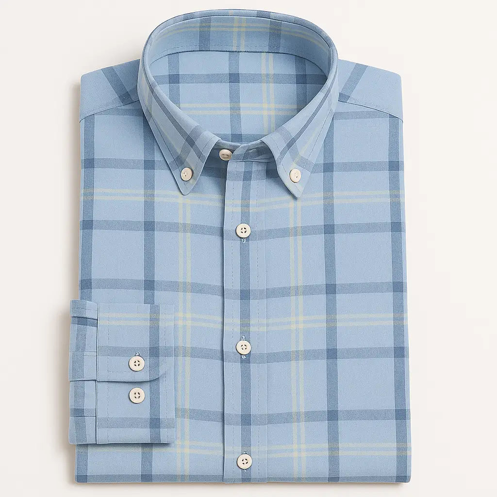 Camisa masculina xadrez , manga longa, algodão e linho, bolso frontal, estilo casual elegante.