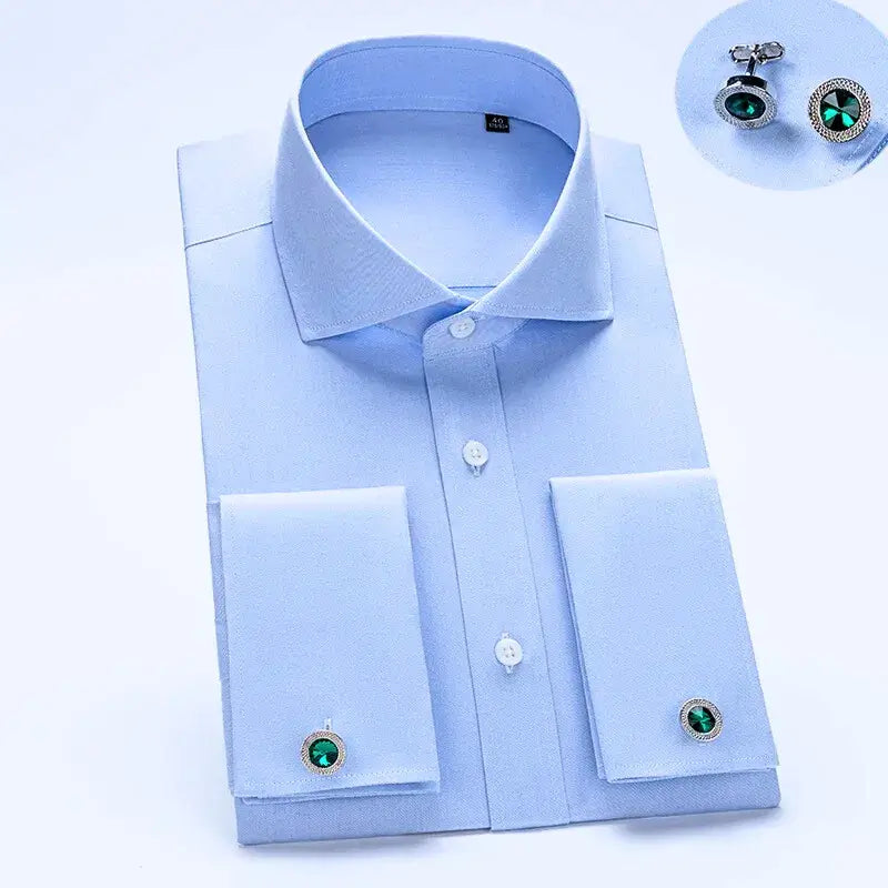 Camisa Social Masculina Business com abotoadeira de luxo e algodão premium