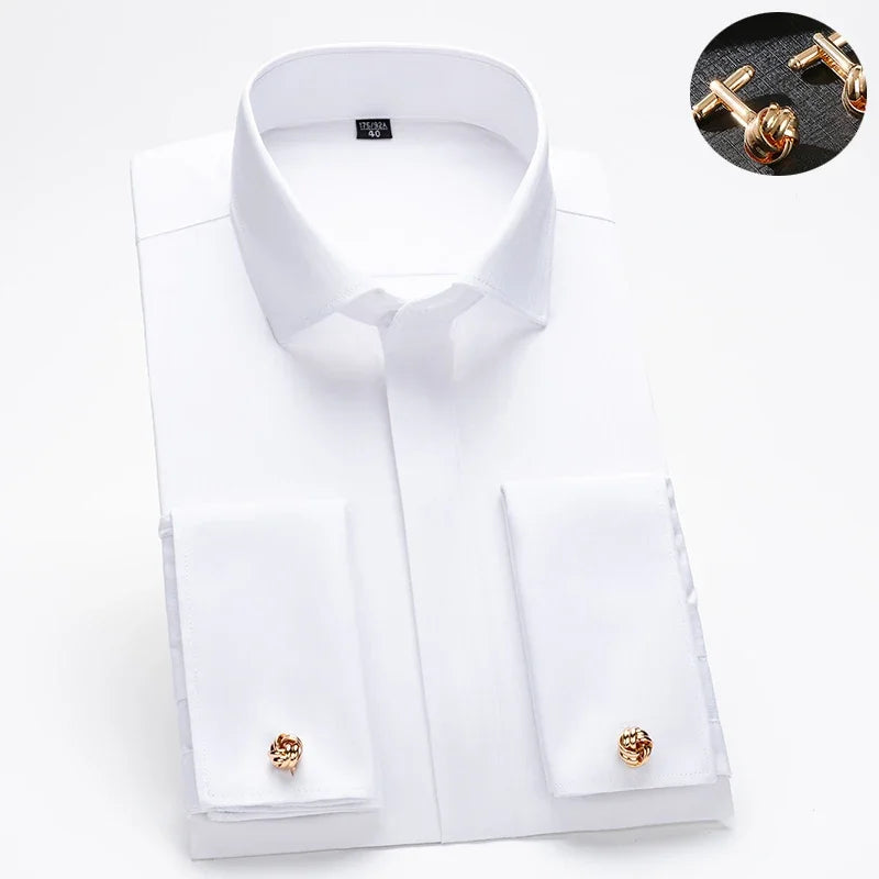 Camisa Social Masculina Business com abotoadeira de luxo e algodão premium