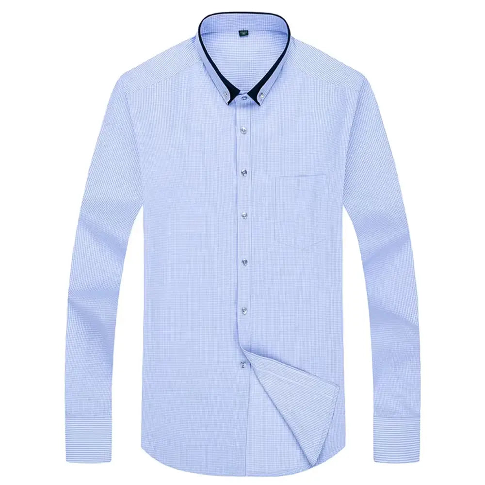 Camisa Social Masculina Listrada manga longa com fechamento em botões