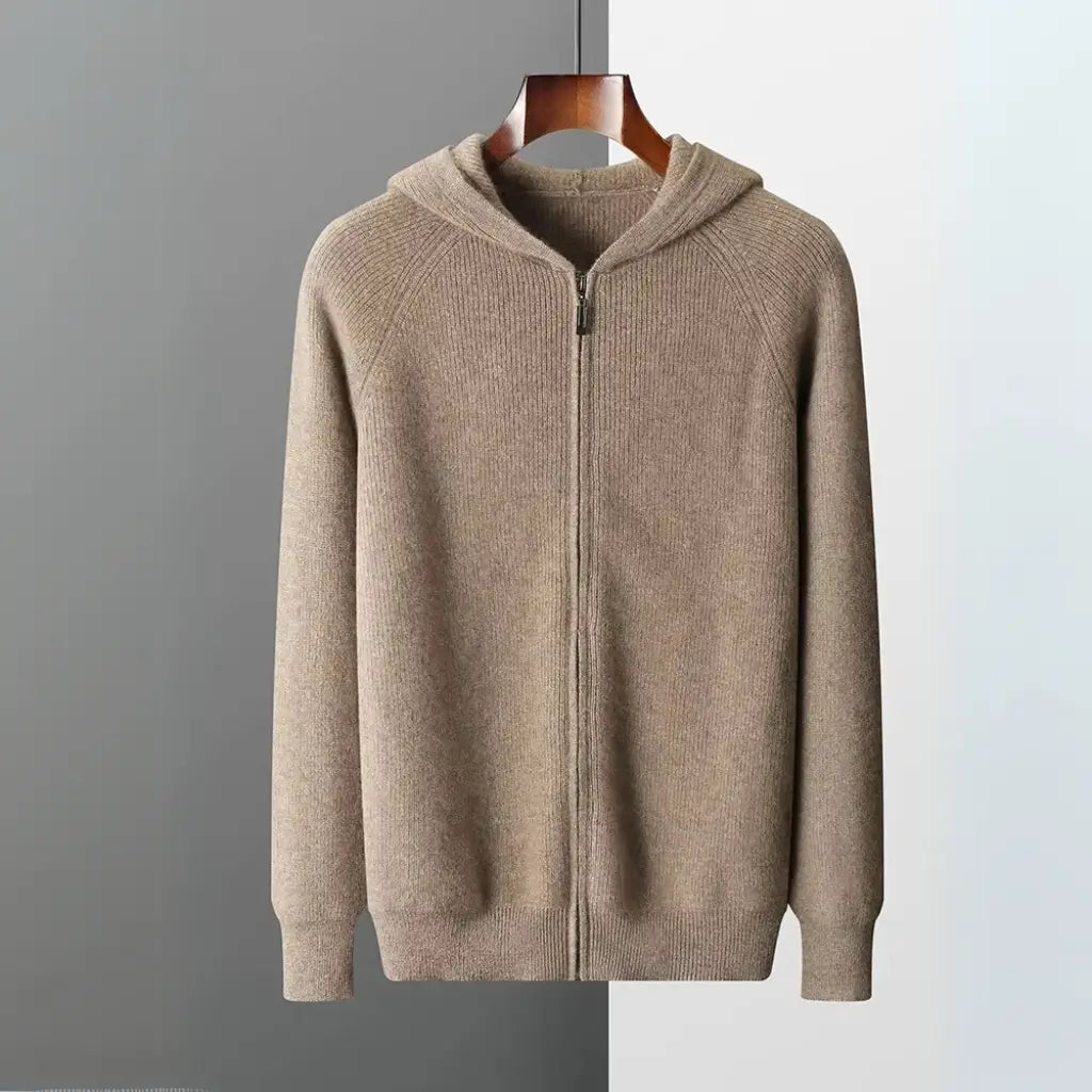 Cardigan Masculino com Capuz em Lã Merino