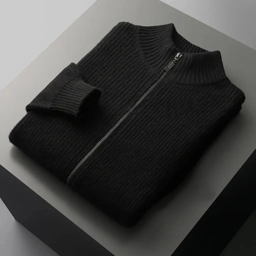 Cardigan Masculino de Lã Merino com Zíper - Essenza