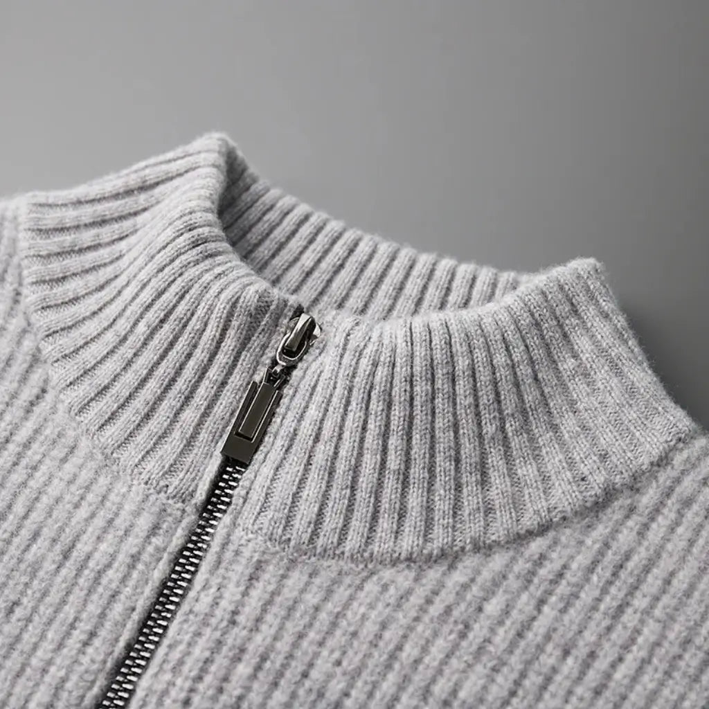 Cardigan Masculino de Lã Merino com Zíper - Essenza