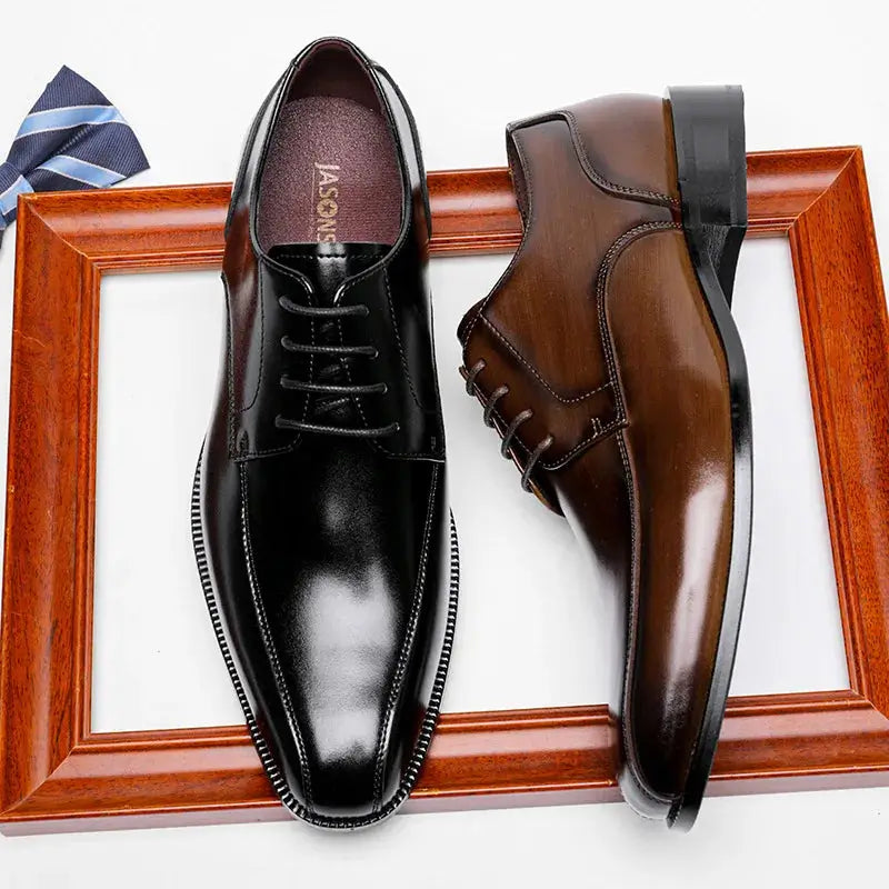 Sapato Social Masculino Derby Em Couro confortável, modelo social, ideal para uso diário e ocasiões especiais.