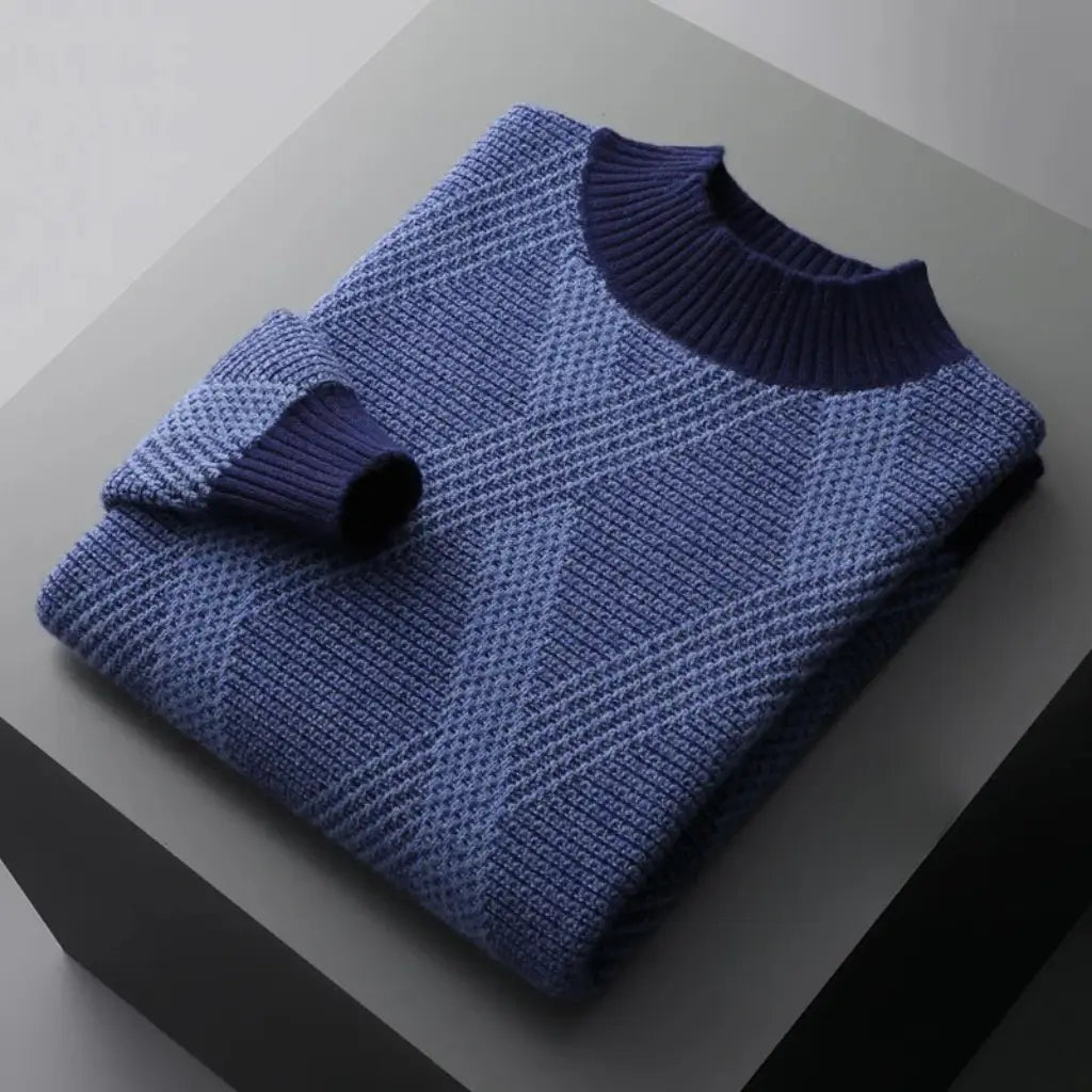 Suéter Masculino Geométrico em Lã Merino
