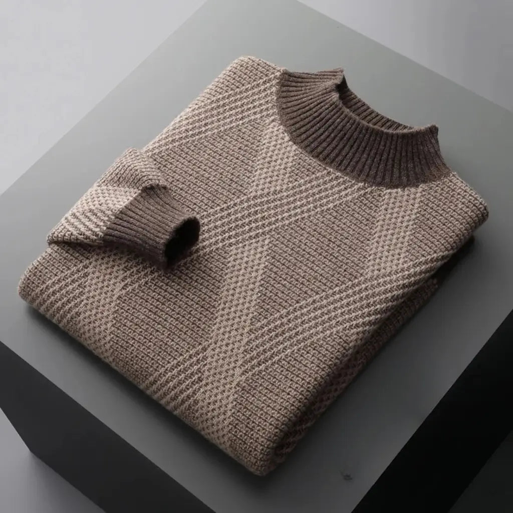 Suéter Masculino Geométrico em Lã Merino