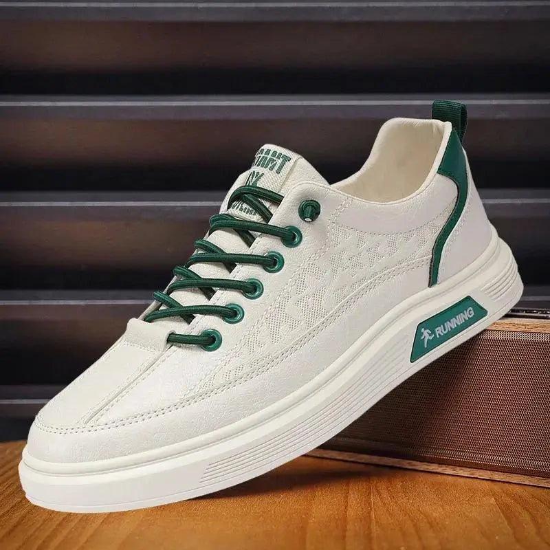 Tênis casual masculino branco, modelo casual, ideal para uso diário, confortável e respirável.