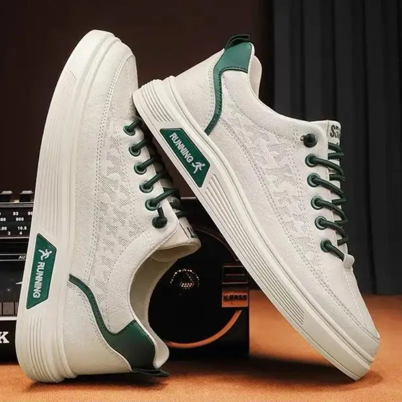 Tênis casual masculino branco, modelo casual, ideal para uso diário, confortável e respirável.