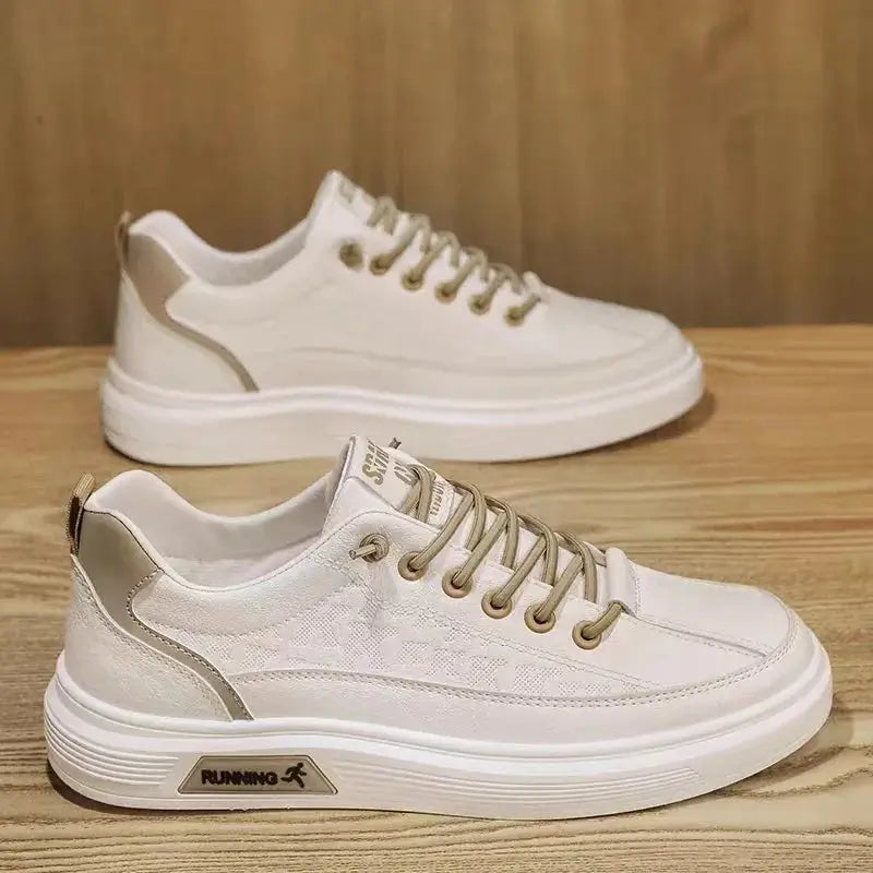 Tênis casual masculino branco, modelo casual, ideal para uso diário, confortável e respirável.