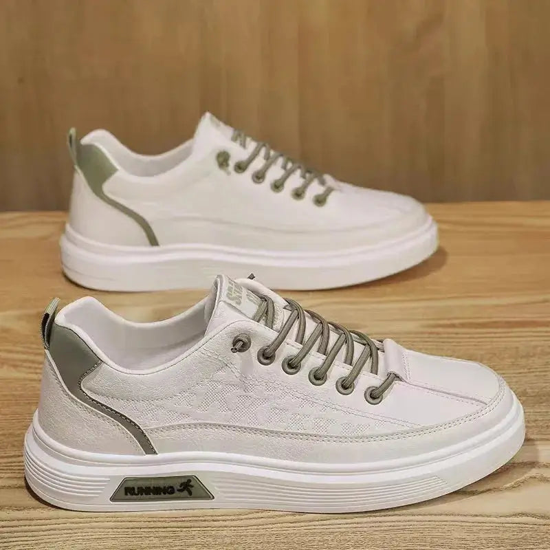 Tênis casual masculino branco, modelo casual, ideal para uso diário, confortável e respirável.
