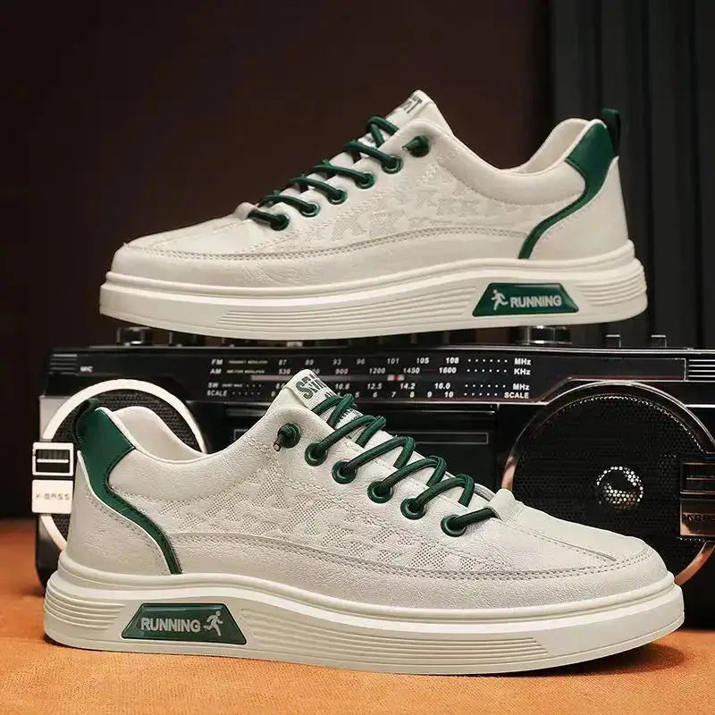 Tênis casual masculino branco, modelo casual, ideal para uso diário, confortável e respirável.