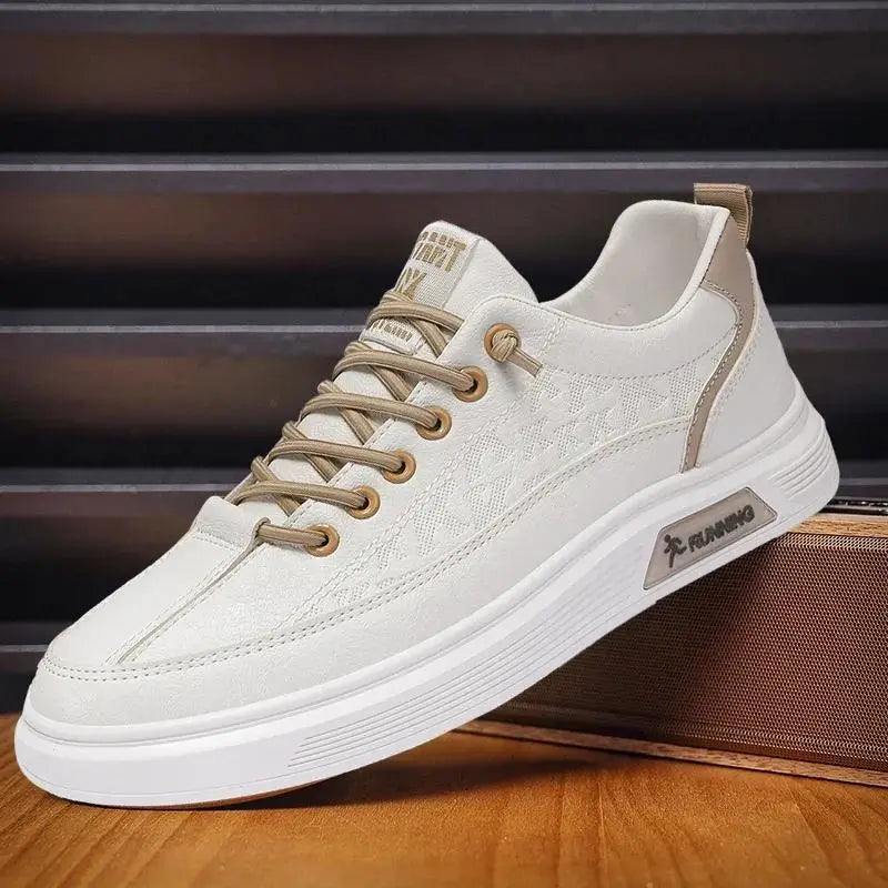 Tênis casual masculino branco, modelo casual, ideal para uso diário, confortável e respirável.