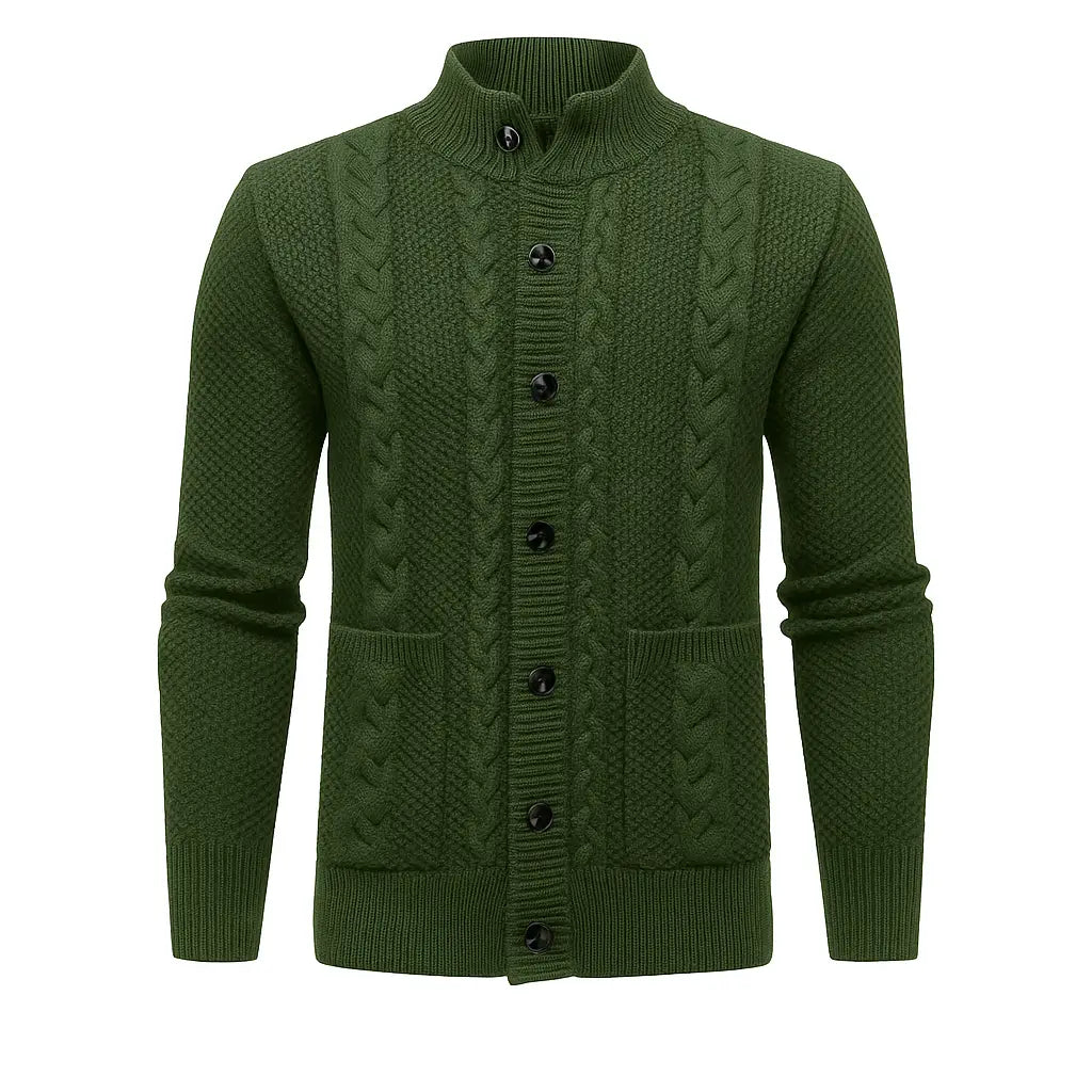 Cardigan Masculino Em Lã Manga Longa