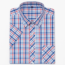 Camisa masculina xadrez manga curta, confeccionada em algodão, estilo slim fit, ideal para o verão.