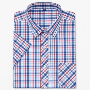Camisa masculina xadrez manga curta, confeccionada em algodão, estilo slim fit, ideal para o verão.