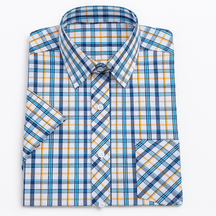 Camisa masculina xadrez manga curta, confeccionada em algodão, estilo slim fit, ideal para o verão.