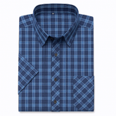 Camisa masculina xadrez manga curta, confeccionada em algodão, estilo slim fit, ideal para o verão.