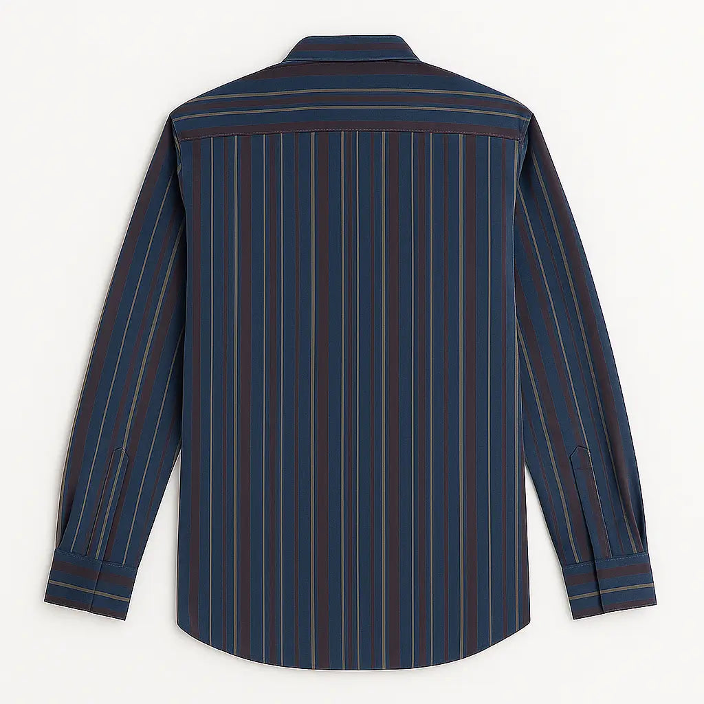 Camisa Listrada Masculina Oxford Verona em algodão premium, manga longa