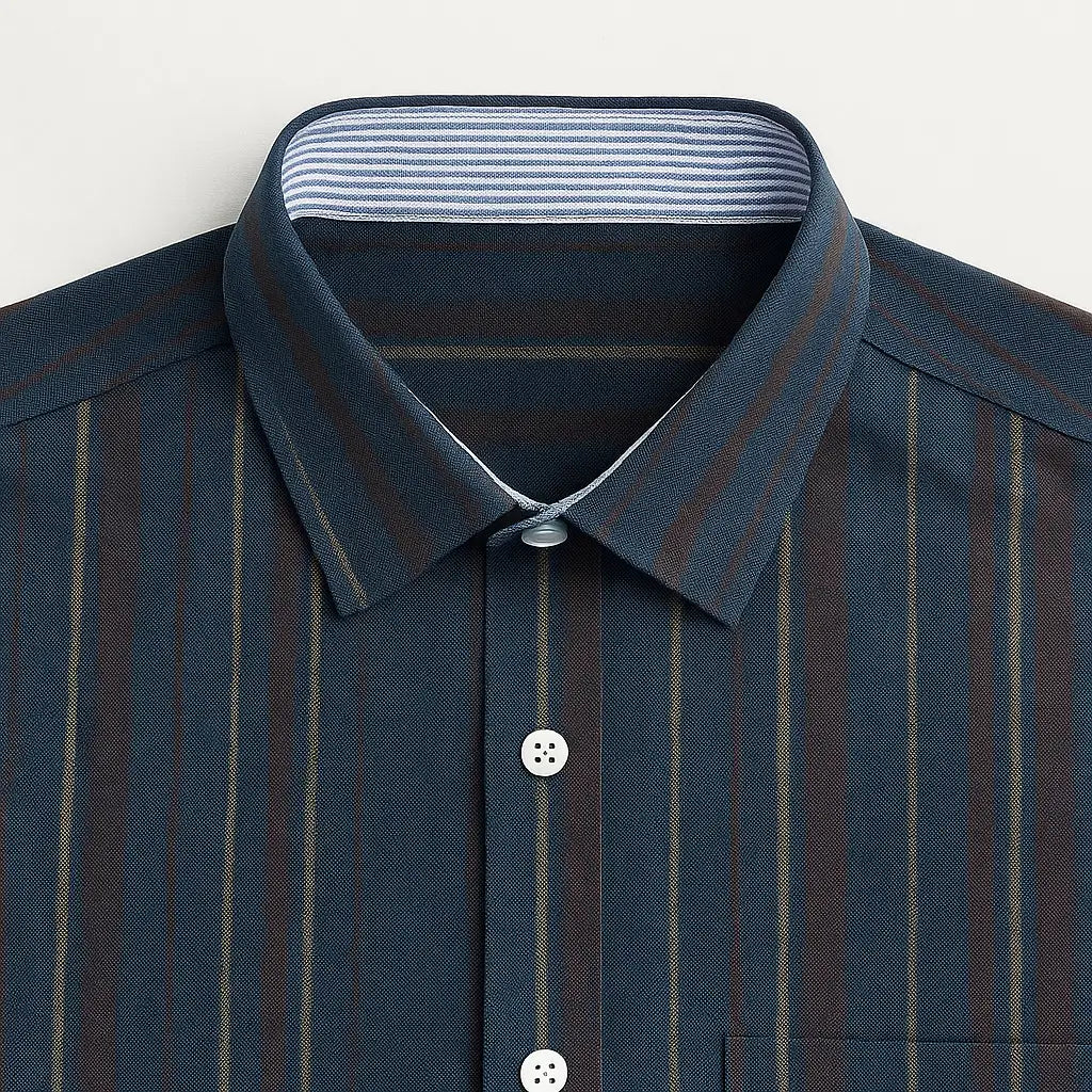 Camisa Listrada Masculina Oxford Verona em algodão premium, manga longa