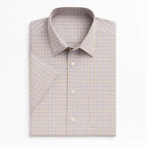 Camisa Xadrez Masculina Oxford Genova em algodão premium, manga curta, padrão xadrez verde com bege, estilo casual elegante.