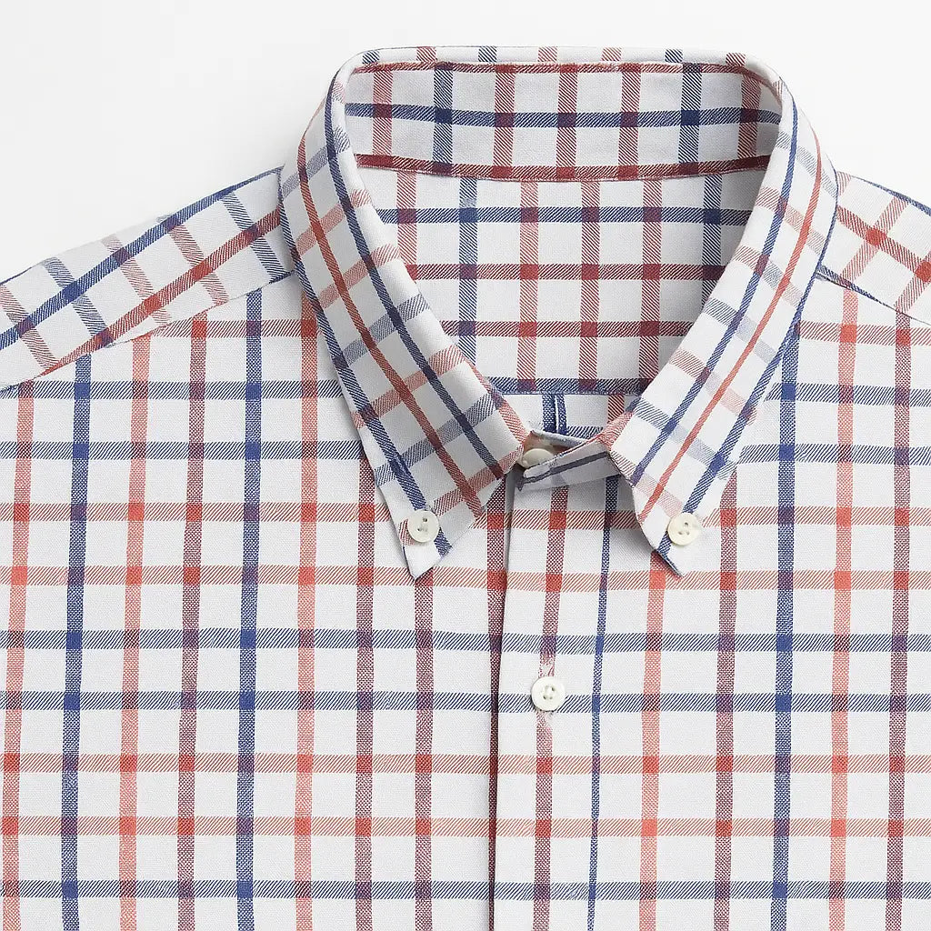 camisa social masculina slim fit xadrez , manga curta em algodão oxford