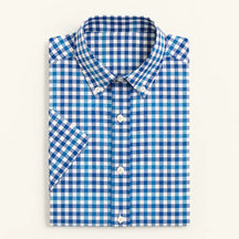 camisa social masculina slim fit xadrez , manga curta em algodão oxford