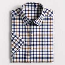 camisa social masculina slim fit xadrez , manga curta em algodão oxford