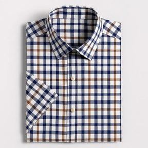 camisa social masculina slim fit xadrez , manga curta em algodão oxford
