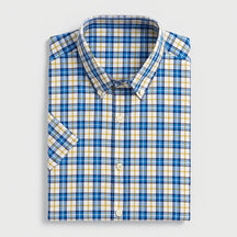 camisa social masculina slim fit xadrez , manga curta em algodão oxford