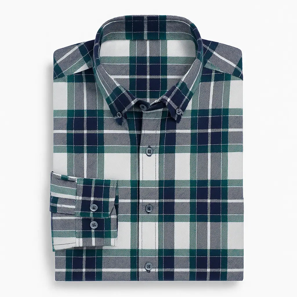 Camisa masculina flanelada xadrez , manga longa, 100% algodão, bolso frontal e gola com botão.